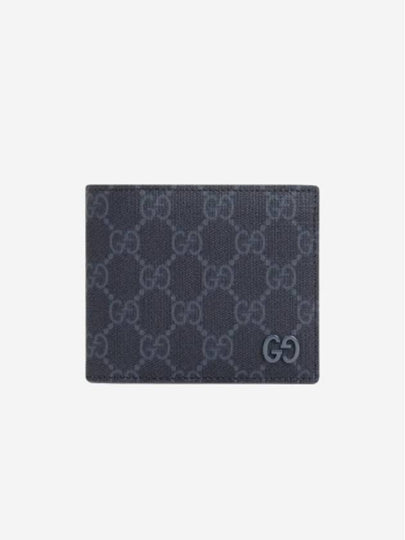 Logo GG Supreme Canvas Half Wallet Black Grey - GUCCI - BALAAN 2