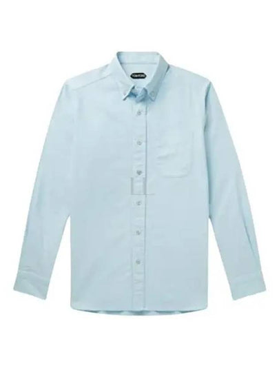 Washed Stretch Oxford Long Sleeve Shirt Blue - TOM FORD - BALAAN 2