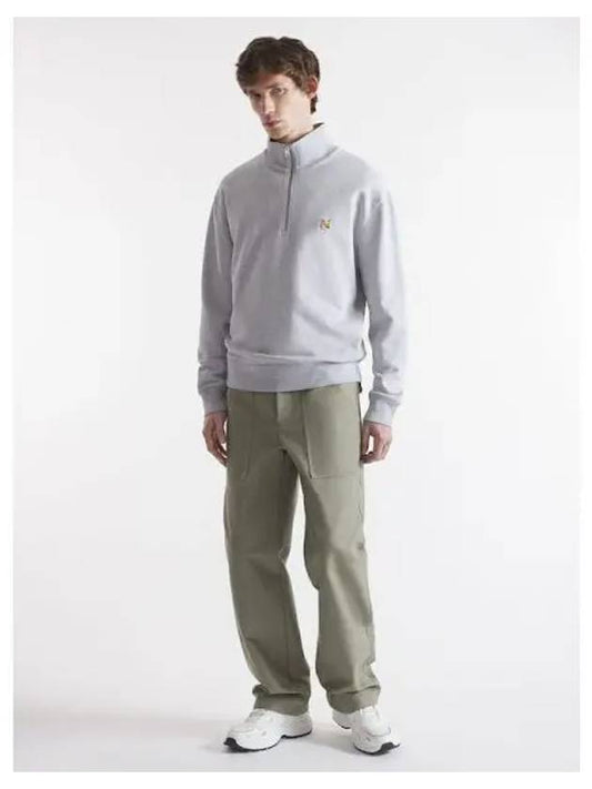 Men s Foxhead Patch Comfort Half Zip Up Sweatshirt Light Gray Melange Domestic Product - MAISON KITSUNE - BALAAN 1