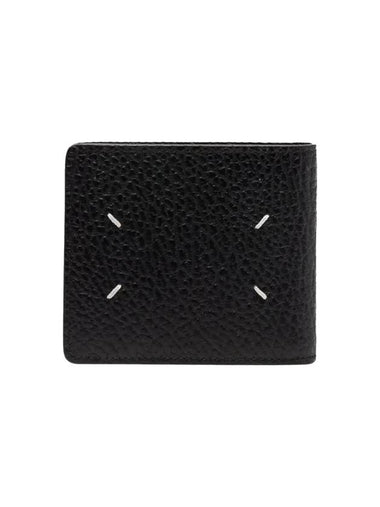 Stitched Leather Bifold Half Wallet Black - MAISON MARGIELA - BALAAN 1