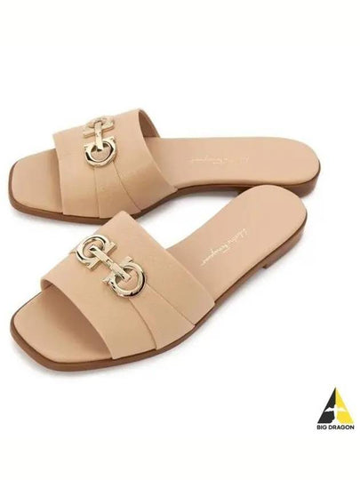 Gancini Leather Slippers Beige - SALVATORE FERRAGAMO - BALAAN 2