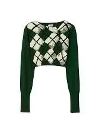 Argyle Fine Knit Cropped Knit Top Green - BURBERRY - BALAAN 2