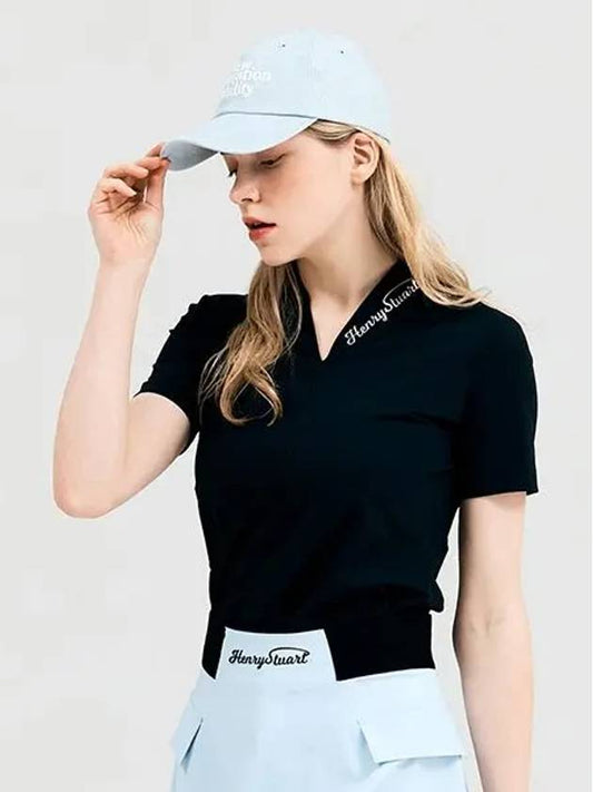 Golf Women s V neck Slit T Shirt Black - HENRY STUART - BALAAN 1