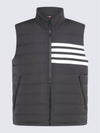 4 Bar Poly Twill Down Vest Charcoal - THOM BROWNE - BALAAN 3