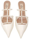 Smooth Leather Rockstud Mule White - VALENTINO - BALAAN 4