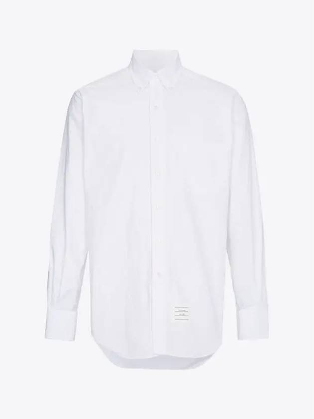 Men's Logo Patch Classic Cotton Long-Sleeve Shirt White - THOM BROWNE - BALAAN 2