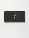 Monogram Fragment Zipper Card Wallet Black - SAINT LAURENT - BALAAN 2