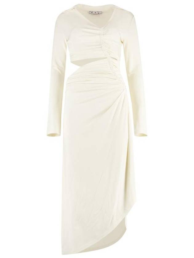 Draped Cut-Out Midi Dress White - OFF WHITE - BALAAN 1