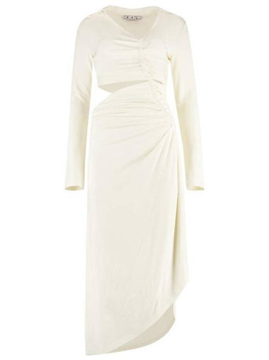 midi dress OWDB455S23FAB001 0400 WHITE - OFF WHITE - BALAAN 1