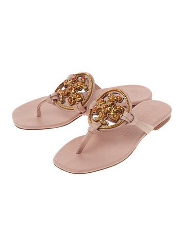 Jeweled Miller Flip Flop Sandals Pink - TORY BURCH - BALAAN 1