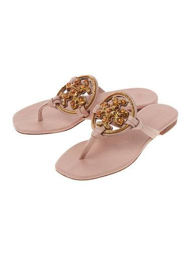 Jeweled Miller Flip Flop Sandals Pink - TORY BURCH - BALAAN 1