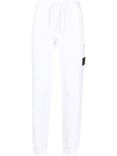 Men's Wappen Patch Cotton Fleece Track Pants White - STONE ISLAND - BALAAN 1