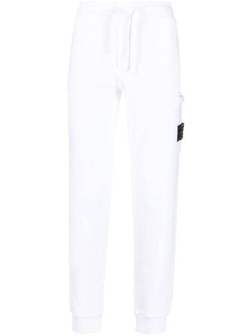 Men's Wappen Patch Cotton Fleece Track Pants White - STONE ISLAND - BALAAN 1