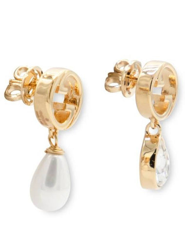 Blondie Crystal Pearl Earrings Yellow Gold - GUCCI - BALAAN 1