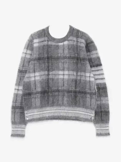 Check 4 Bar Mohair Knit Top Grey - THOM BROWNE - BALAAN 2