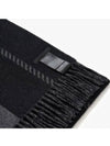 Jacquard Logo Small Wool Scarf Grey Black - PRADA - BALAAN 5