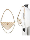 triangle logo embroidery fabric mini bag beige - PRADA - BALAAN.