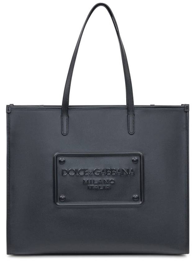 Embossed Logo Leather Tote Bag Black - DOLCE&GABBANA - BALAAN 2