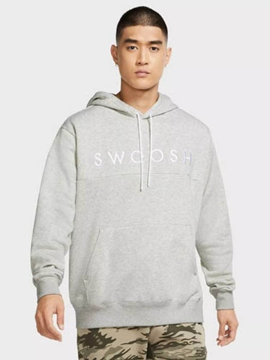 mens sportswear swoosh logo hoodie gray - NIKE - BALAAN.