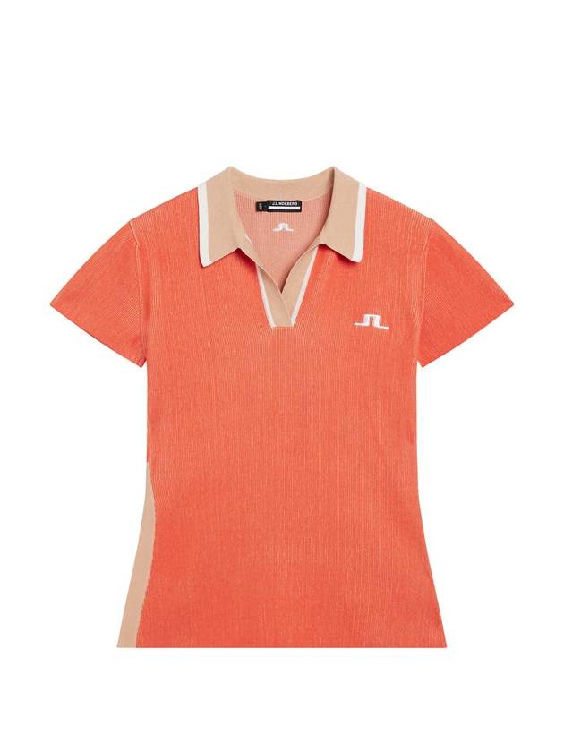 Women's Rani Knit Polo Short Sleeve T-Shirt Hot Coral - J.LINDEBERG - BALAAN 2