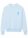 Heart Logo Sweatshirt Sky Blue - AMI - BALAAN.