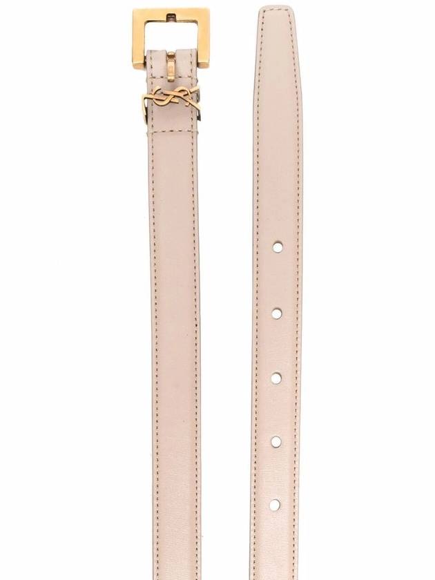 Monogram Square Leather Belt Beige - SAINT LAURENT - BALAAN 3