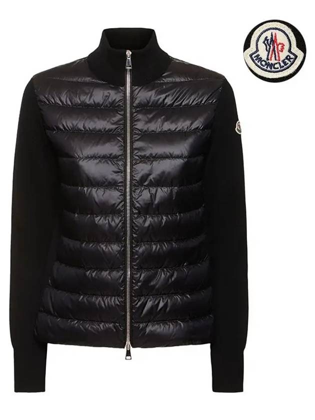 Logo Patch Padded Cardigan Black - MONCLER - BALAAN 2