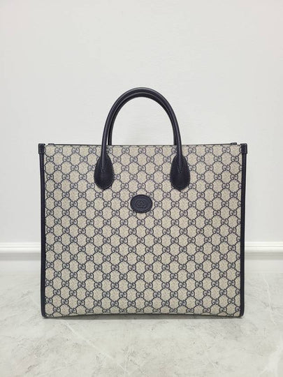 Navy Interlocking G Medium Tote Bag - GUCCI - BALAAN 2