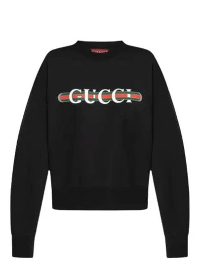 Print Cotton Jersey Sweatshirt Black - GUCCI - BALAAN 2