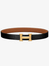 H Buckle Reversible 32mm Leather Noir Gold - HERMES - BALAAN 2