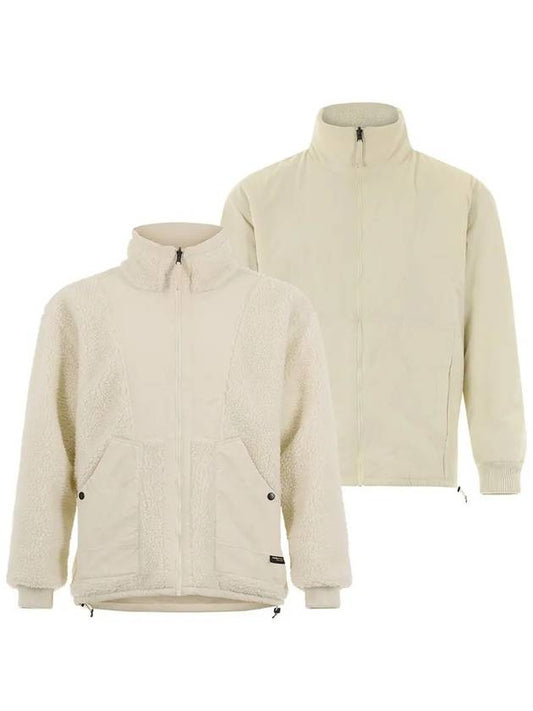 Men's Reversible Fleece Mix Zip-Up Jacket Cream - OFFGRID - BALAAN 2