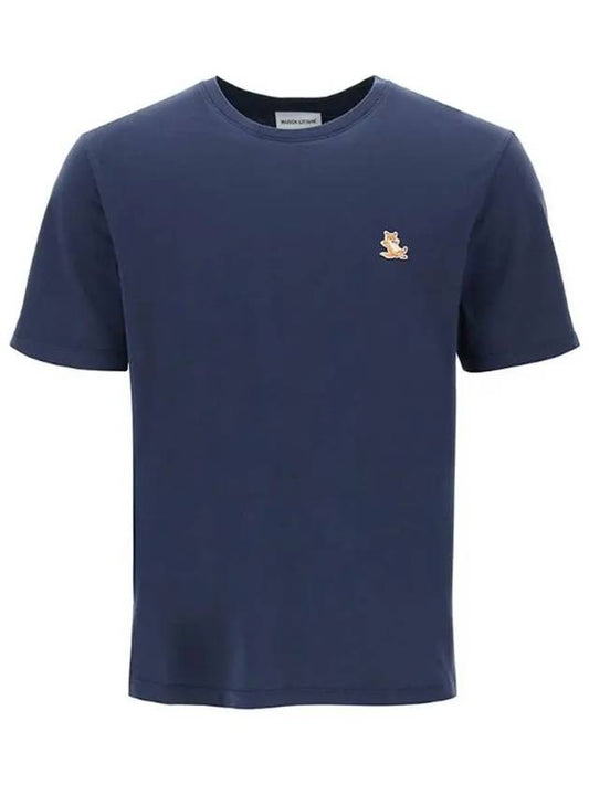 Chillax Fox Patch Regular Short Sleeve T-Shirt Navy - MAISON KITSUNE - BALAAN 2