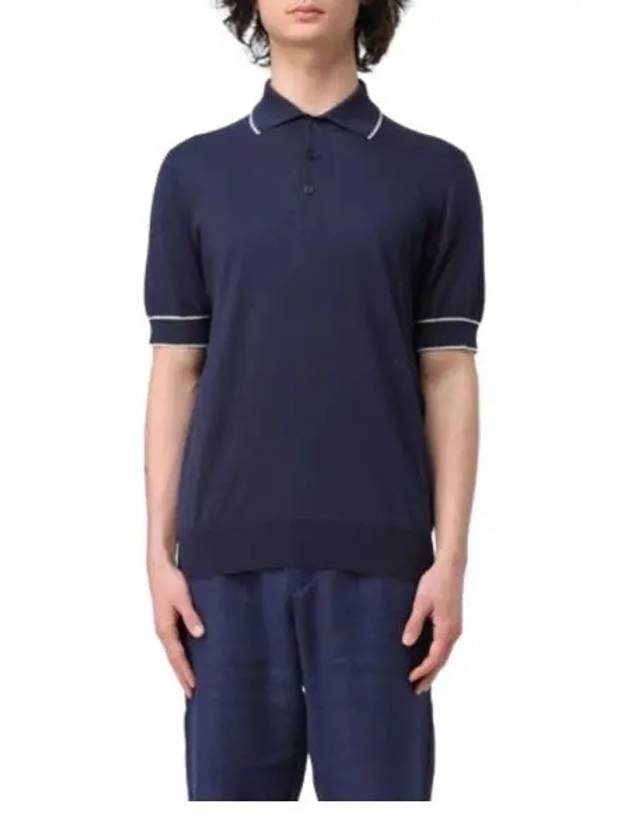 Stripe Trim Polo Shirt Blue - BRUNELLO CUCINELLI - BALAAN 2