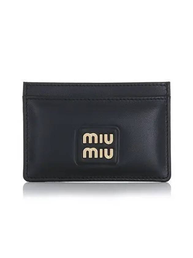 Logo Leather Card Wallet Black - MIU MIU - BALAAN 2