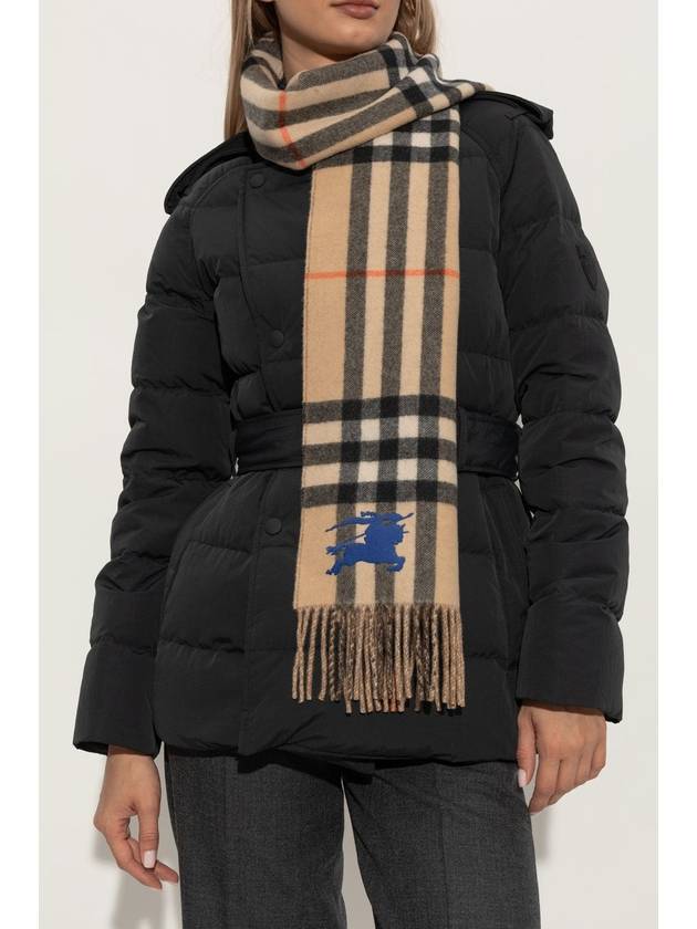 Check EKD Embroidered Reversible Cashmere Scarf Sand - BURBERRY - BALAAN 3