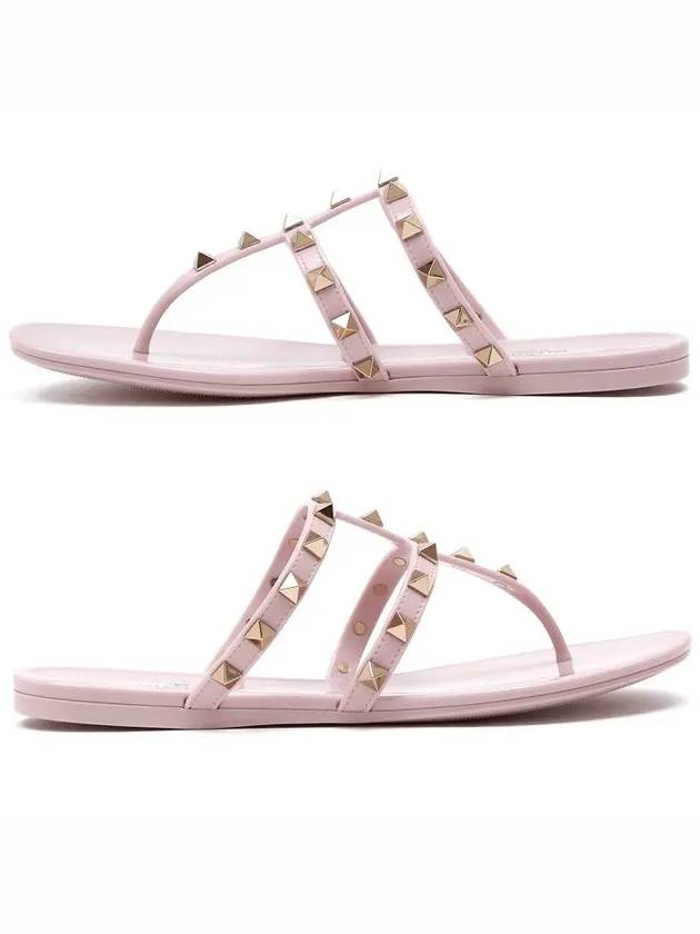 Rockstud thong flip flops pink - VALENTINO - BALAAN.