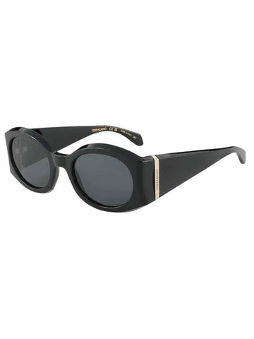 Eyewear Logo Oval Sunglasses Black - SALVATORE FERRAGAMO - BALAAN 1