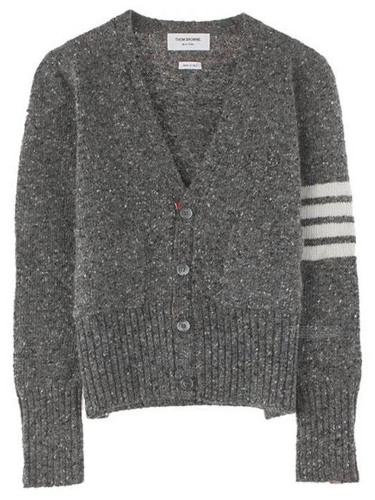 Men's Diagonal Mohair Tweed Cardigan Grey - THOM BROWNE - BALAAN 1