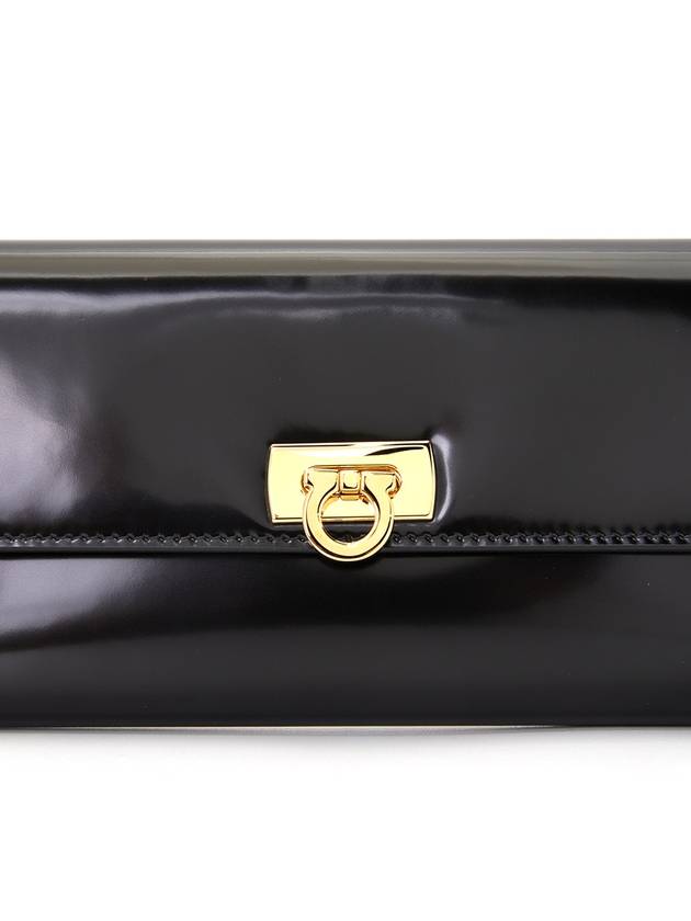 Gancini Flip Lock Leather Long Wallet Black - SALVATORE FERRAGAMO - BALAAN 8