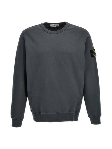 Brushed Cotton Fleece Garment Dyed Crewneck Sweatshirt Lead - STONE ISLAND - BALAAN 1