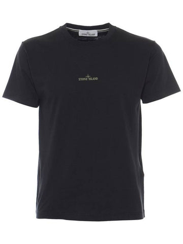 Tricromia Three Print Cotton Jersey T-Shirt Navy - STONE ISLAND - BALAAN 1