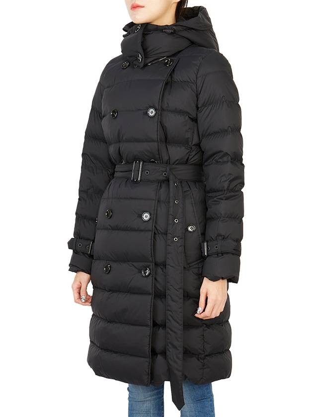 Women's Double Breasted Hooded Padded Black - BURBERRY - BALAAN 4