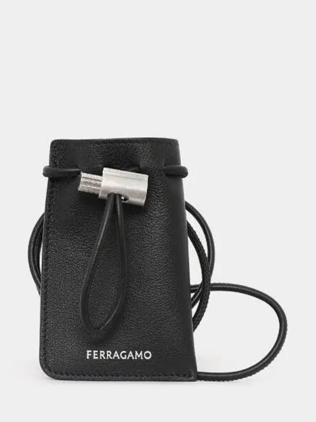 Men's Mini Drawstring Bucket Bag Black - SALVATORE FERRAGAMO - BALAAN 2