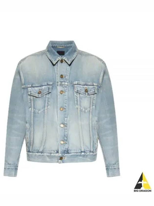 Oversized Fit Denim Jacket Sky Blue - SAINT LAURENT - BALAAN 2