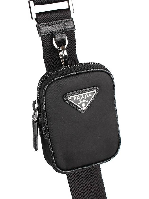 Triangle Logo Re-Nylon Saffiano Leather Shoulder Bag Black - PRADA - BALAAN 9