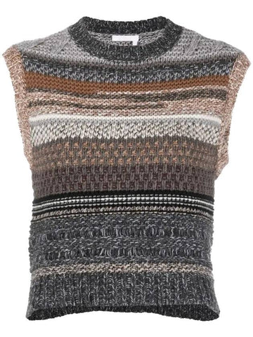 Wool Crop Knit Vest Grey - CHLOE - BALAAN 1