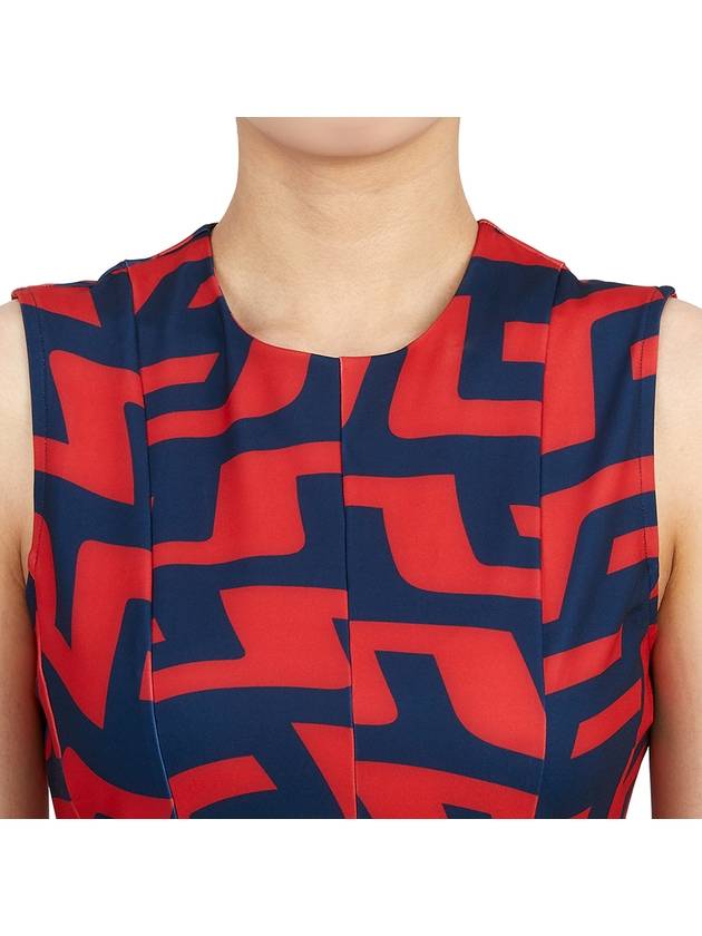 Jasmin Print Short Dress Bridge Swirl Red - J.LINDEBERG - BALAAN 8