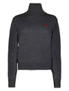 Small Heart Logo Turtleneck Grey - AMI - BALAAN 4