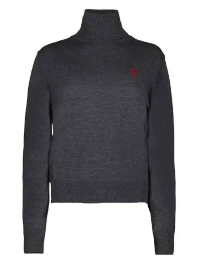 Small Heart Logo Turtleneck Grey - AMI - BALAAN 3