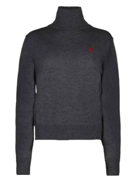 Small Heart Logo Turtleneck Grey - AMI - BALAAN 2